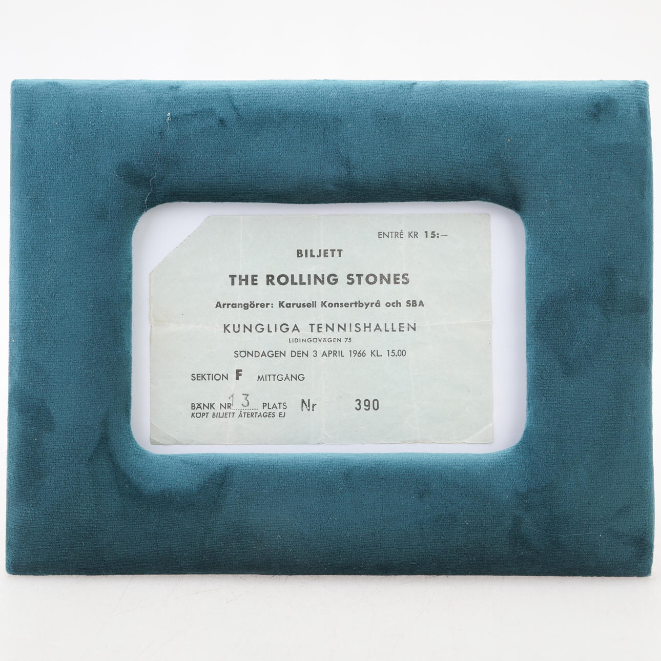 KONSERT BILJETT ,The Rolling Stones,1966.