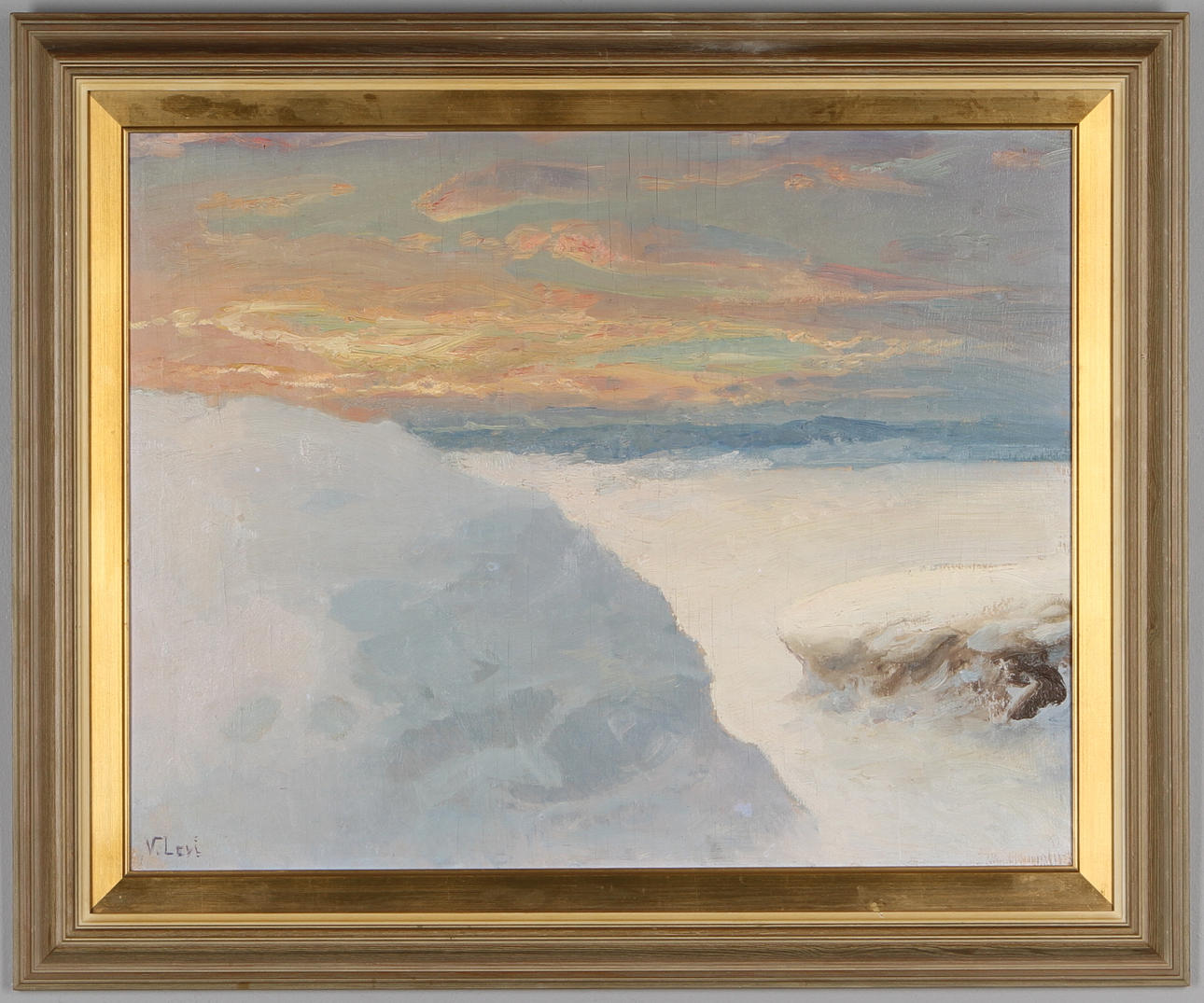 VASILI LEVI. Vinterlandskap, olja på pannå, signerad.