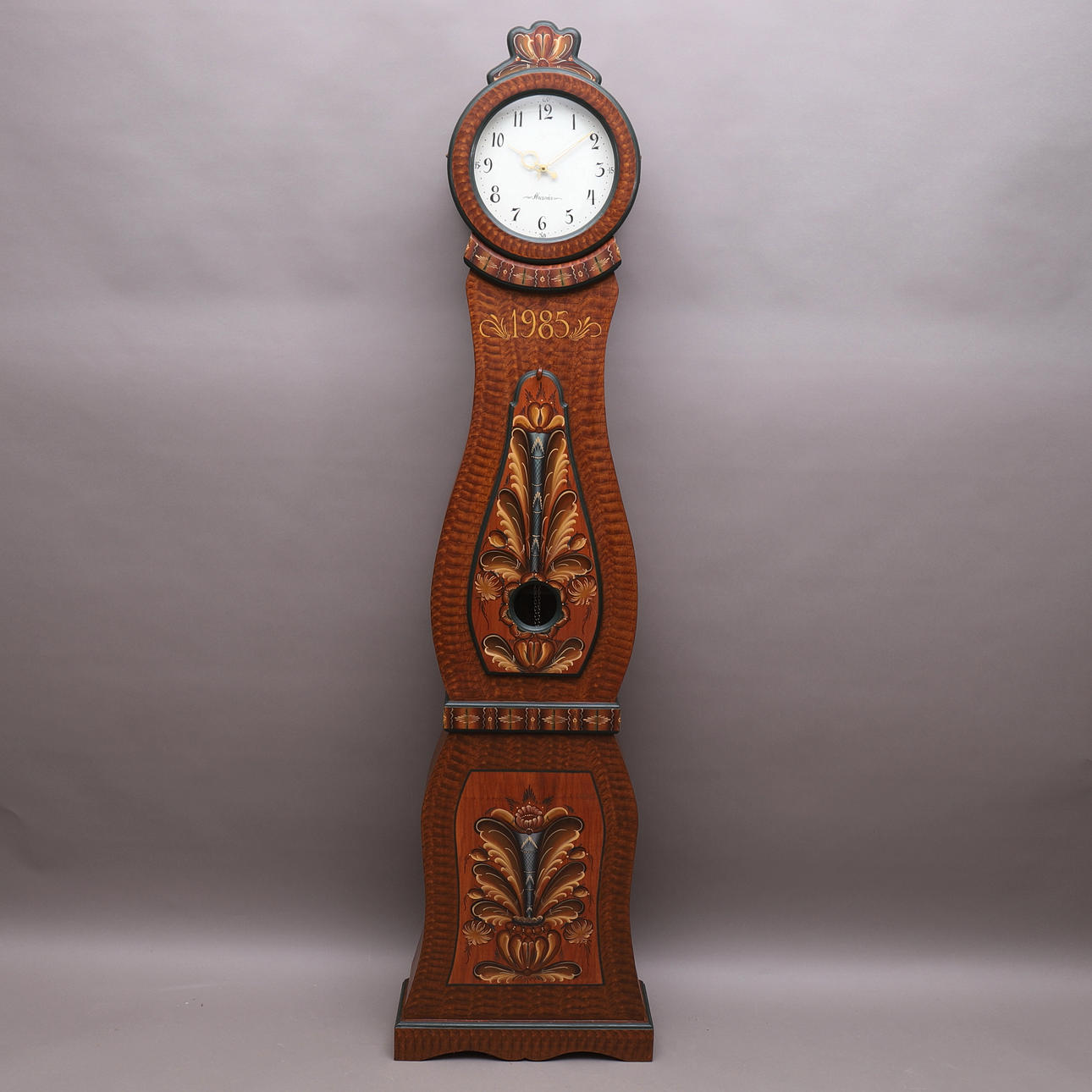 MORAK CLOCK, common folk painted, dial marked Nusnäs.