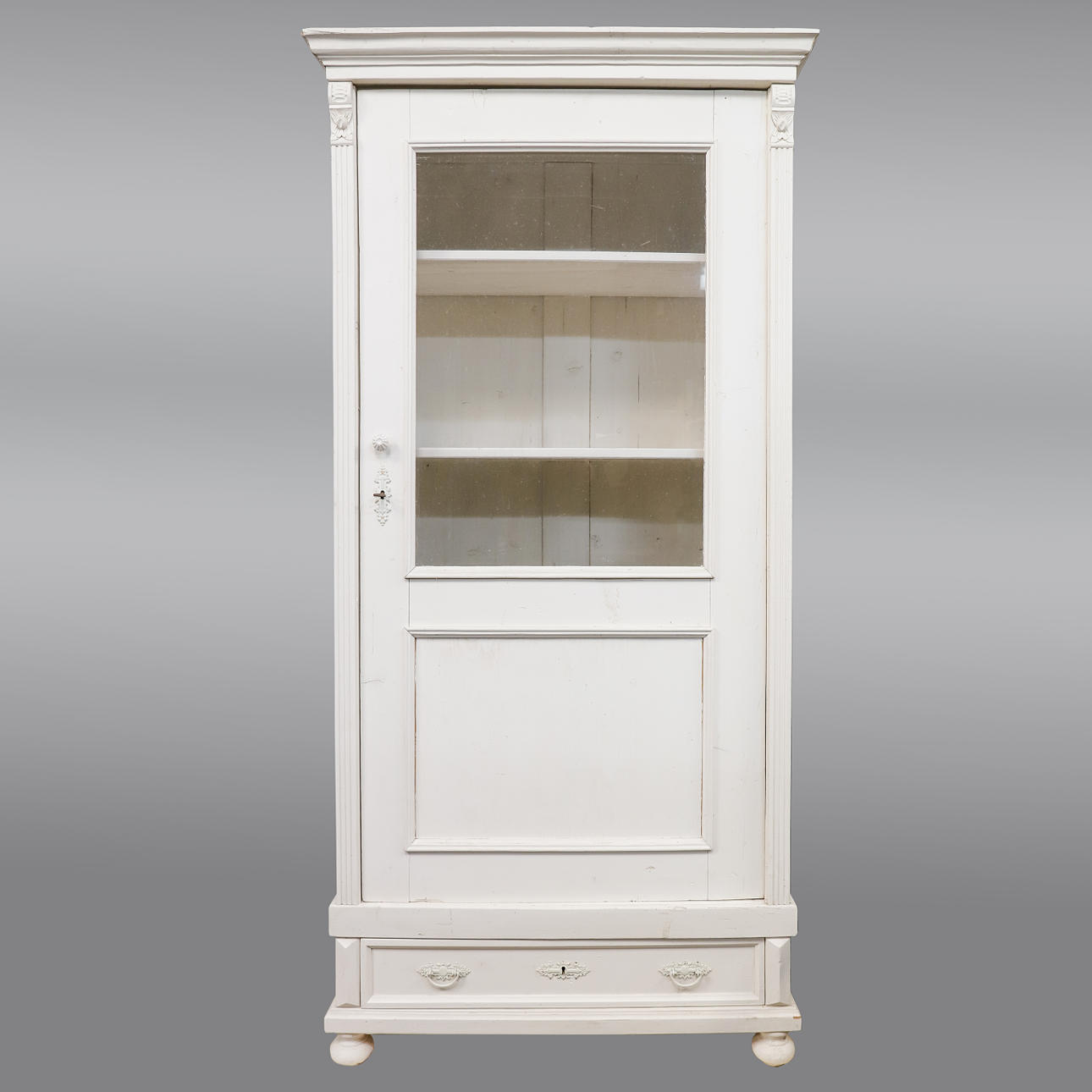 A FRENCH WHITE PAINTED PINE ARMOIRE.