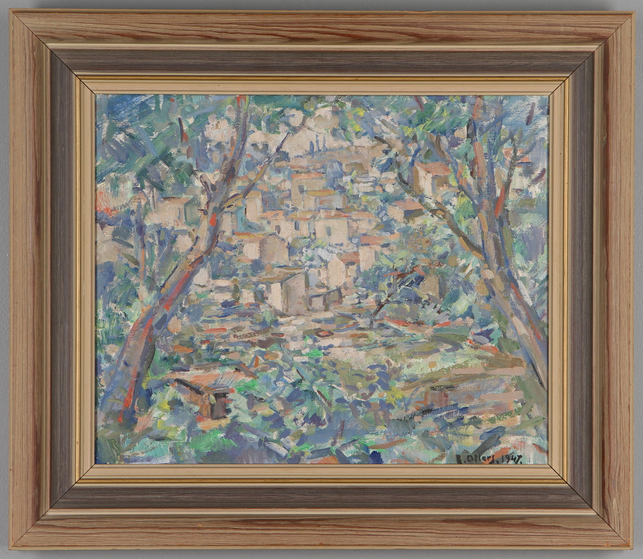 EDVIN OLLERS. Sydländsk by, olja på duk, signerad samt daterad 1947.