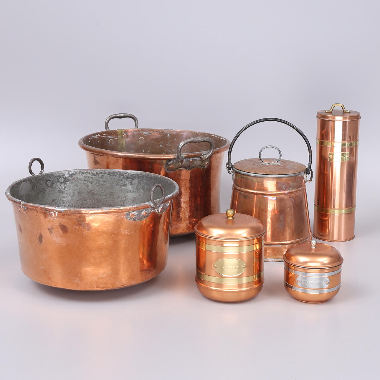 KOPPARFÖREMÅL, 6 st, 1800/1900-tal.