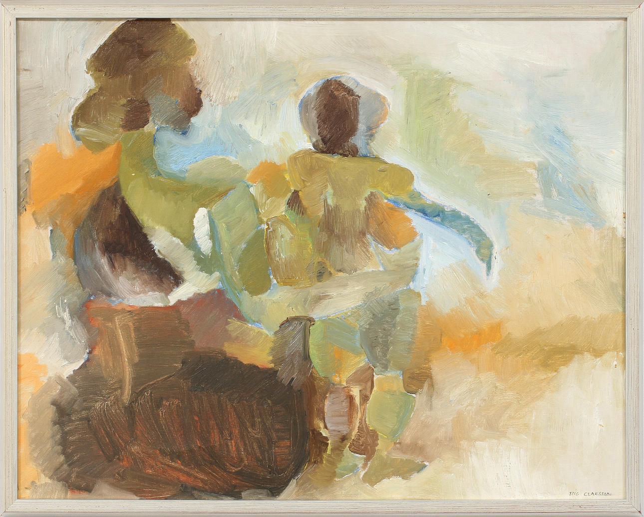 STIG "SLAS" CLAESSON. Figurkomposition, olja på duk, signerad.