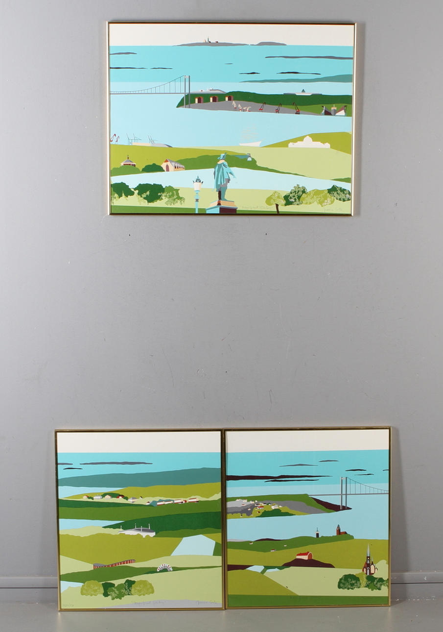 FRANCO COSTA. "Magnificent Göteborg", färgseriegrafier 3 st, signerade och numrerade XLVI/CX.