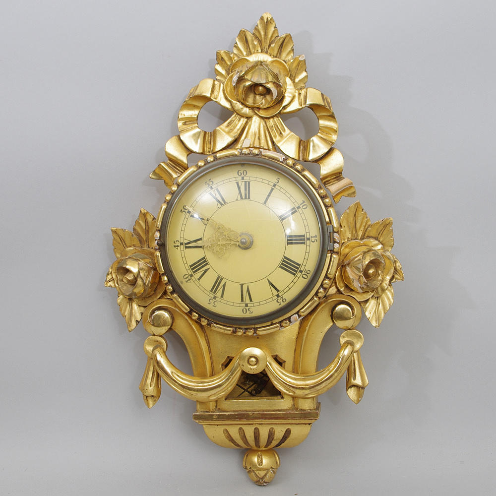 VÄGGPENDYL, förgylld, rokokostil.