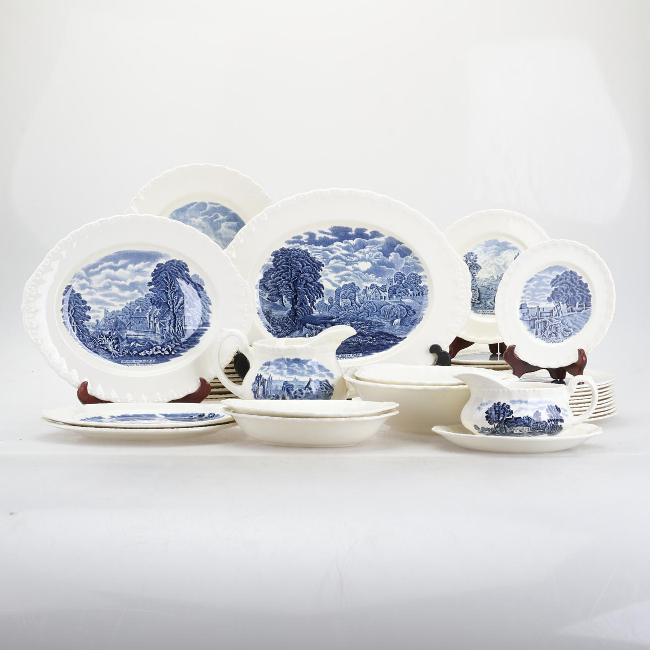 TABLEWARE, 45 pieces, Grindley England. Scenes after Constable.