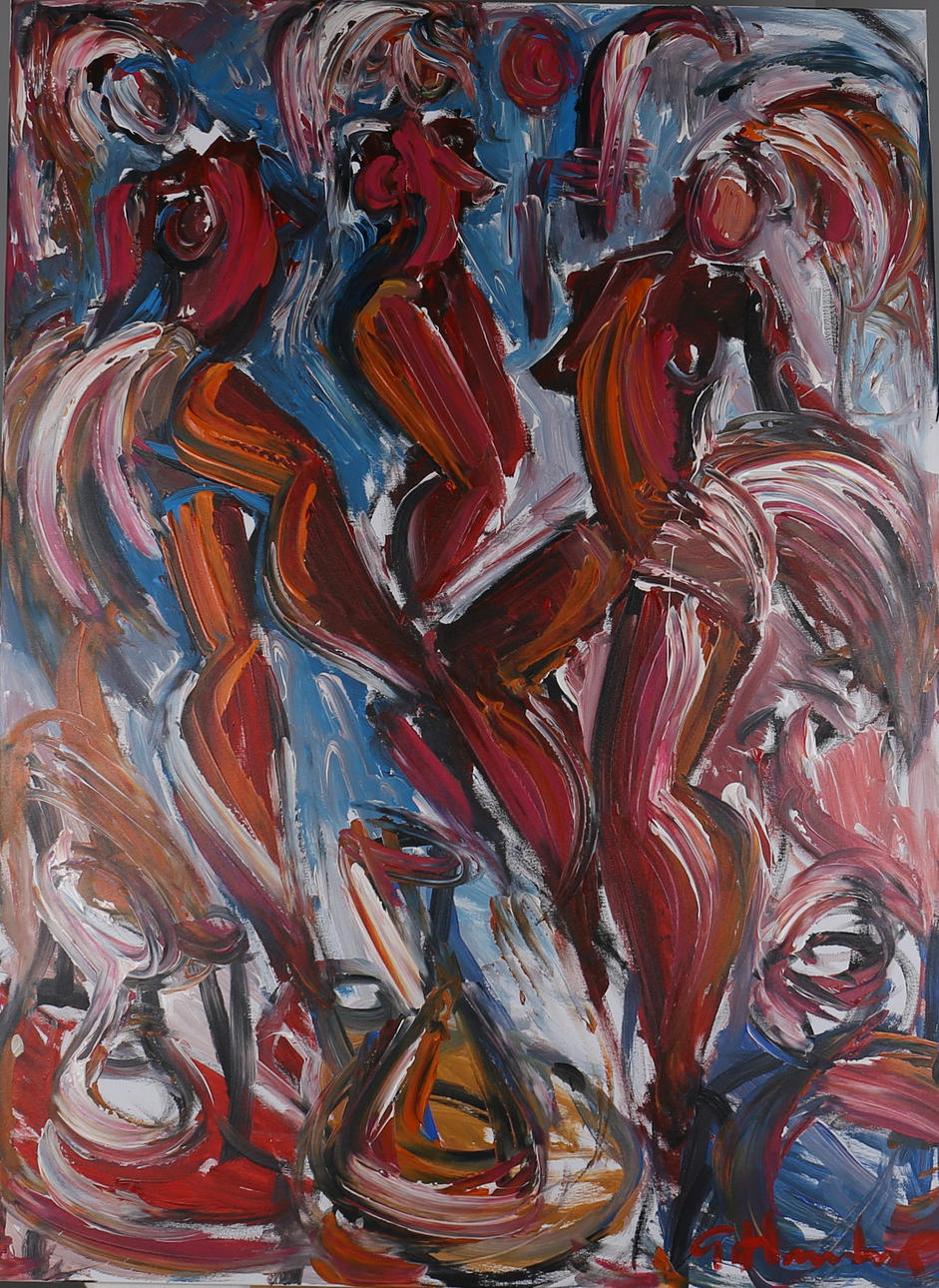 GÖRAN HAUSENKAMP. Modeller. Akryl på duk. Signerad G Hausenkamp.