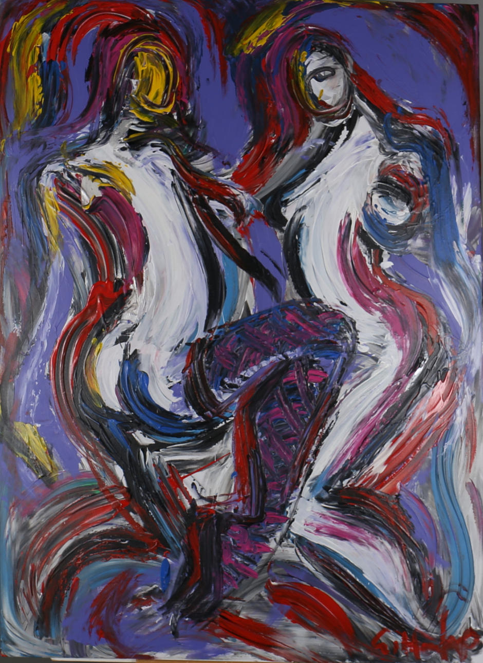 GÖRAN HAUSENKAMP. Modeller. Akryl på duk. Signerad G Hausenkamp.