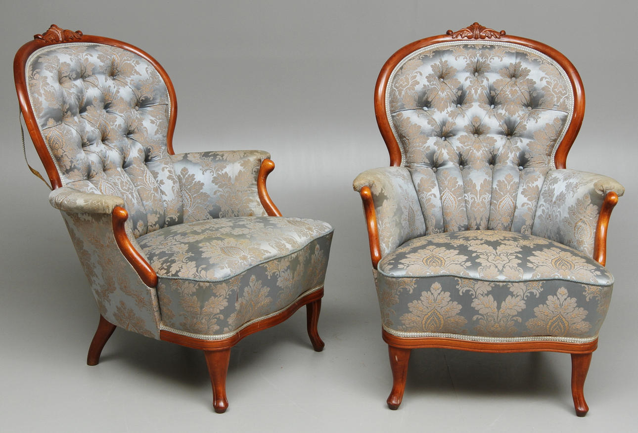 FÅTÖLJER 1 par, nyrokokostil, 1900-tal.