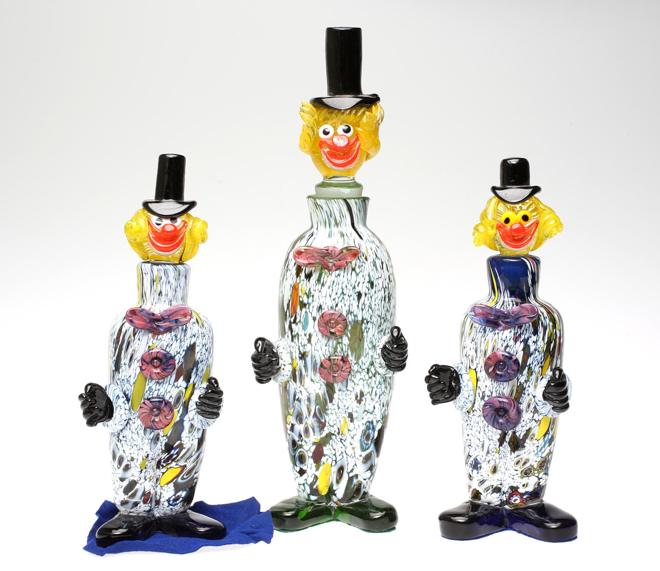 GLASKARAFFER, "Clowner", 3 st, italien, 1900-tal.