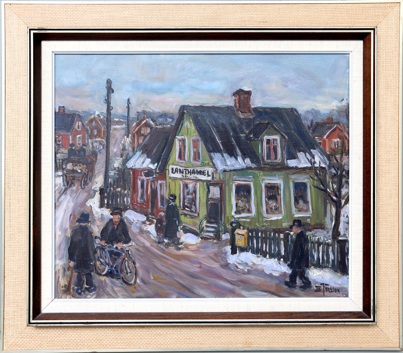 BROR JÖNSSON. Lanthandel i byn, olja på duk.