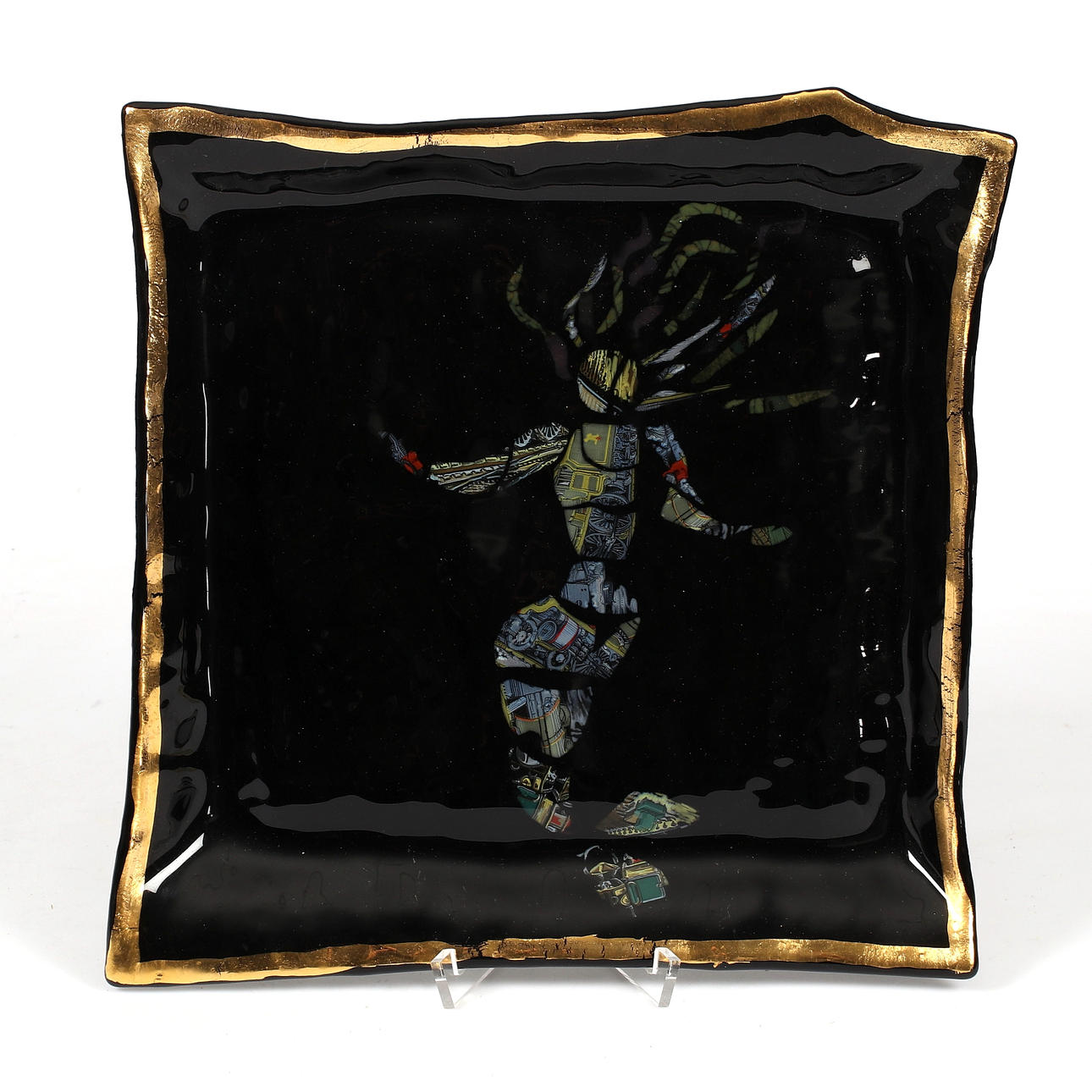 BOWL, glass, signed, Sofie Åberg. 2000s.