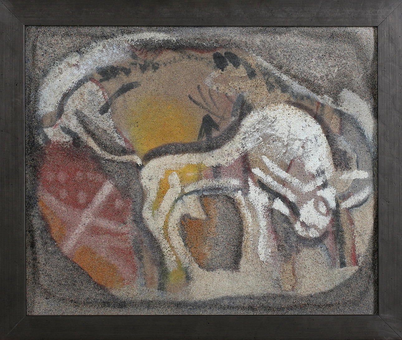 G H OTHON. "Vit Tjur". Olja på duk. Signerad a tergo.