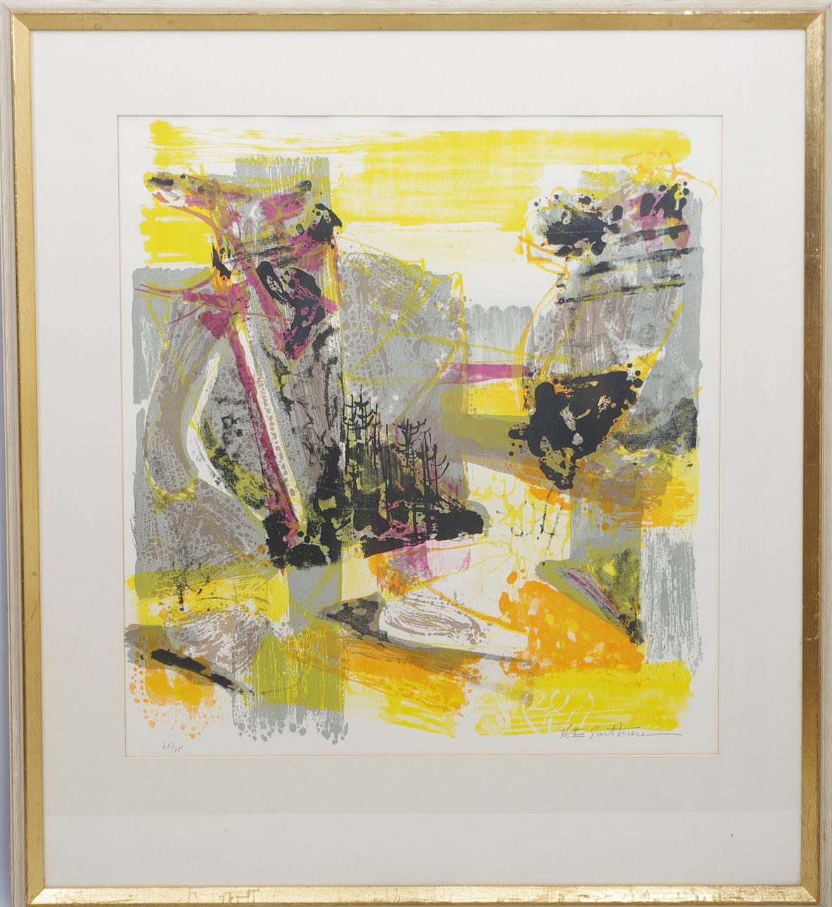 OIDENTIFIERAD KONSTNÄR. Komposition, färglitografi, otydligt signerad.