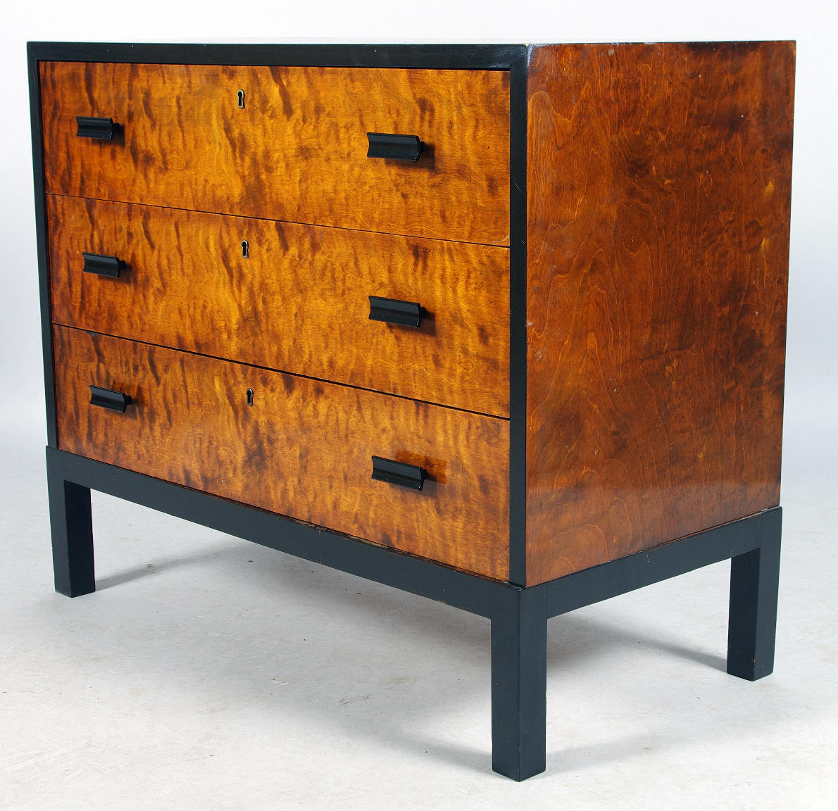 BYRÅ, 3-lådig, björk, Art Deco.