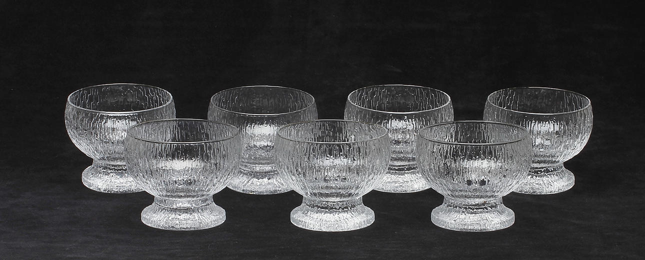 DESSERTSKÅLAR, glas, 7 delar, "Kekkerit", Timo Sarpaneva, Iittala.