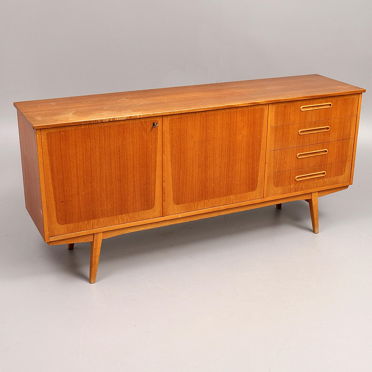 SIDEBOARD, 1960s, teak and oak.