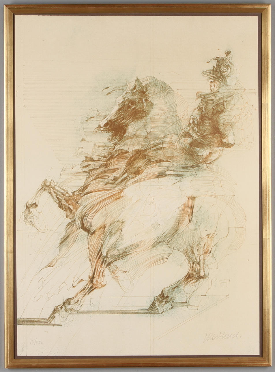 CLAUDE WEISBUCH. Komposition med riddare, signerad och numrerad, 13/250.