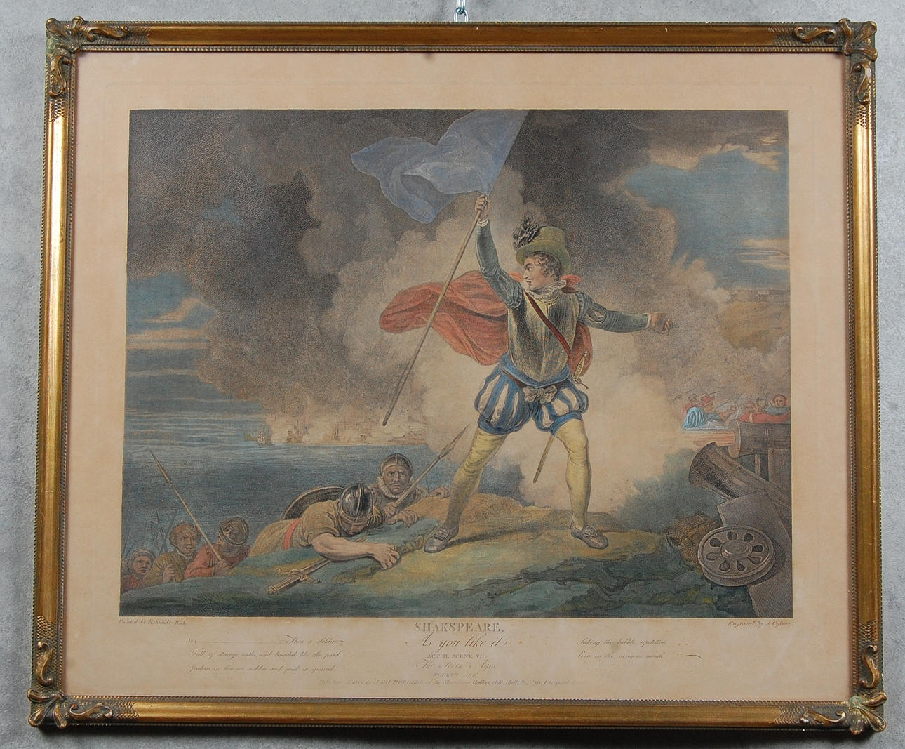 KOPPASTICK, kolorerat, " Shakspeare " märkt J. Orgborn, 1800-tal.