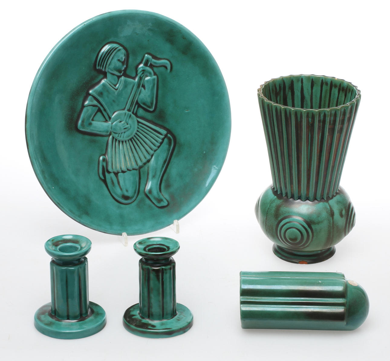 PARTI KERAMIK, 5 delar, Upsala-Ekeby, Gabriel, St. Erik, 1900-tal.