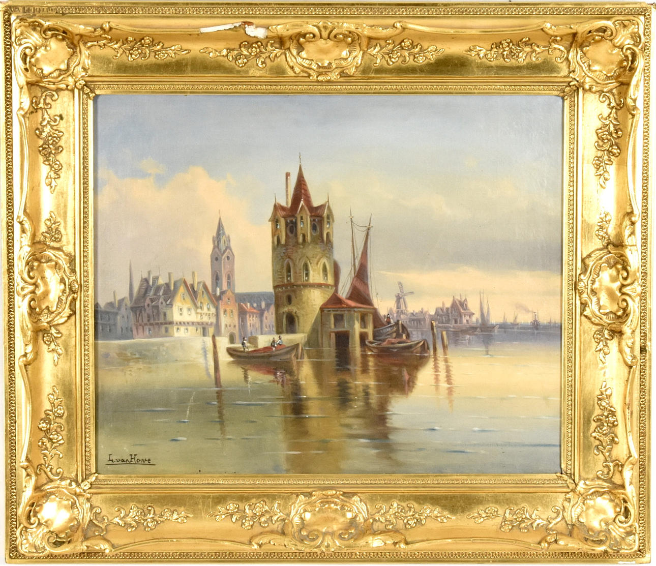 L VAN HOVE. Öl auf Leinwand.