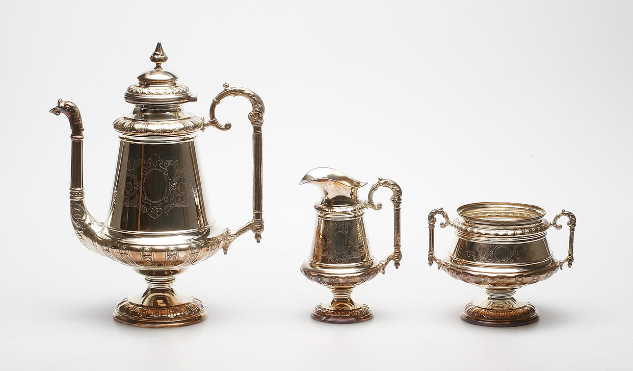 KAFFESERVIS, nysilver, GAB, 1900-talets första hälft.