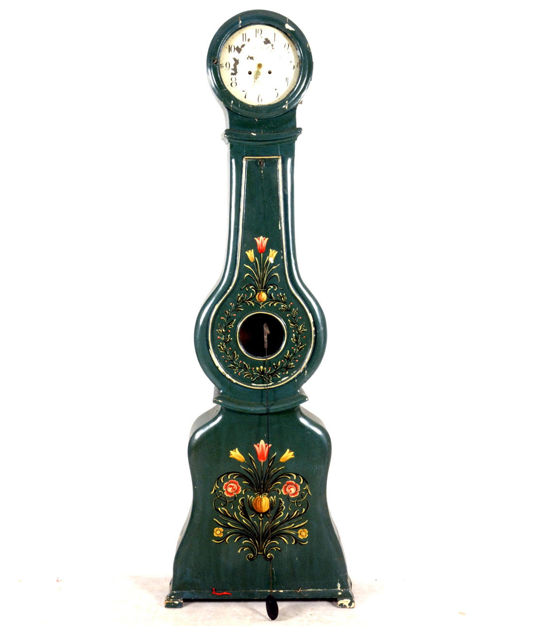 GOLVUR, bemålat trä, Mora, 1800-tal.