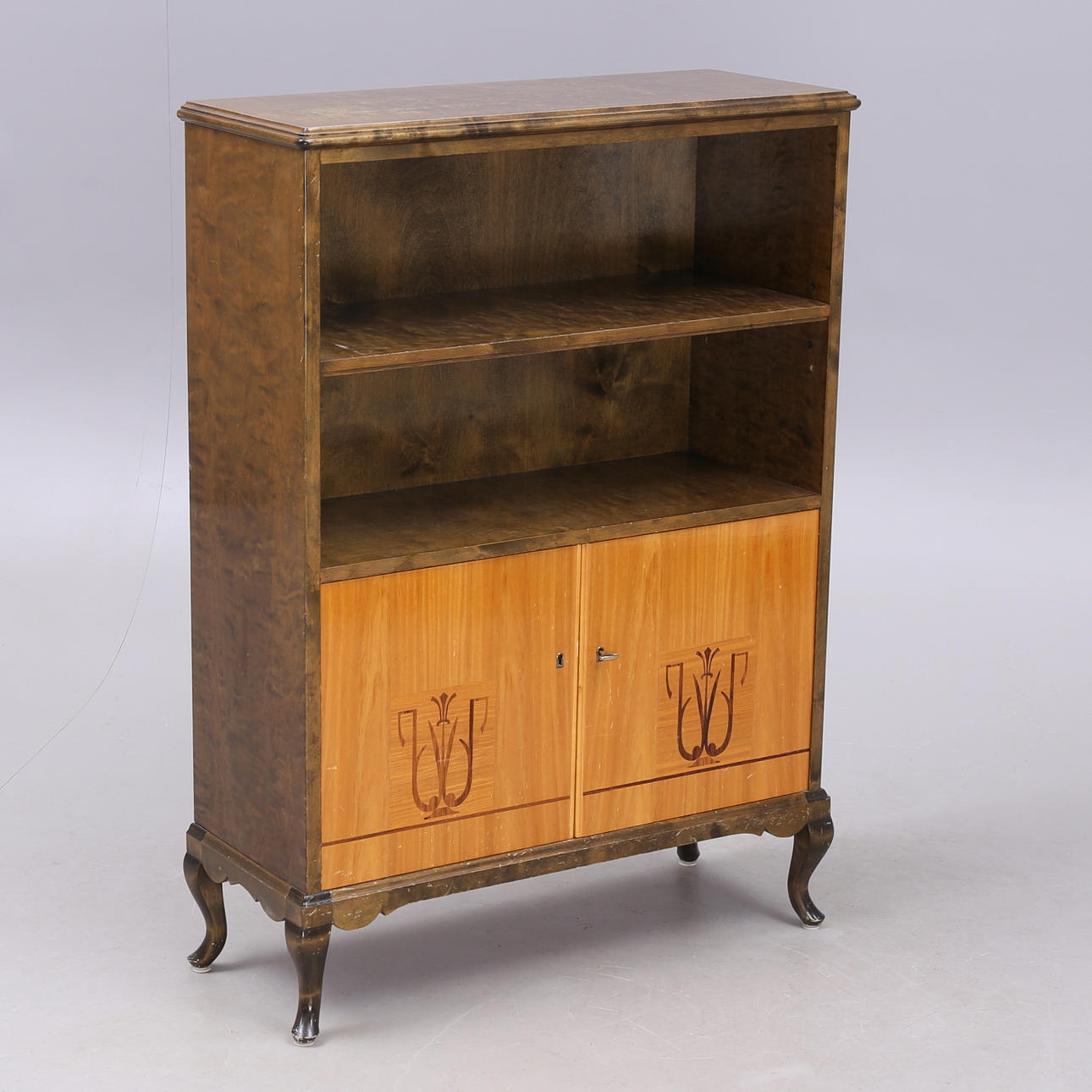 REPISA con mueble, abedul, marquetería, años 40.