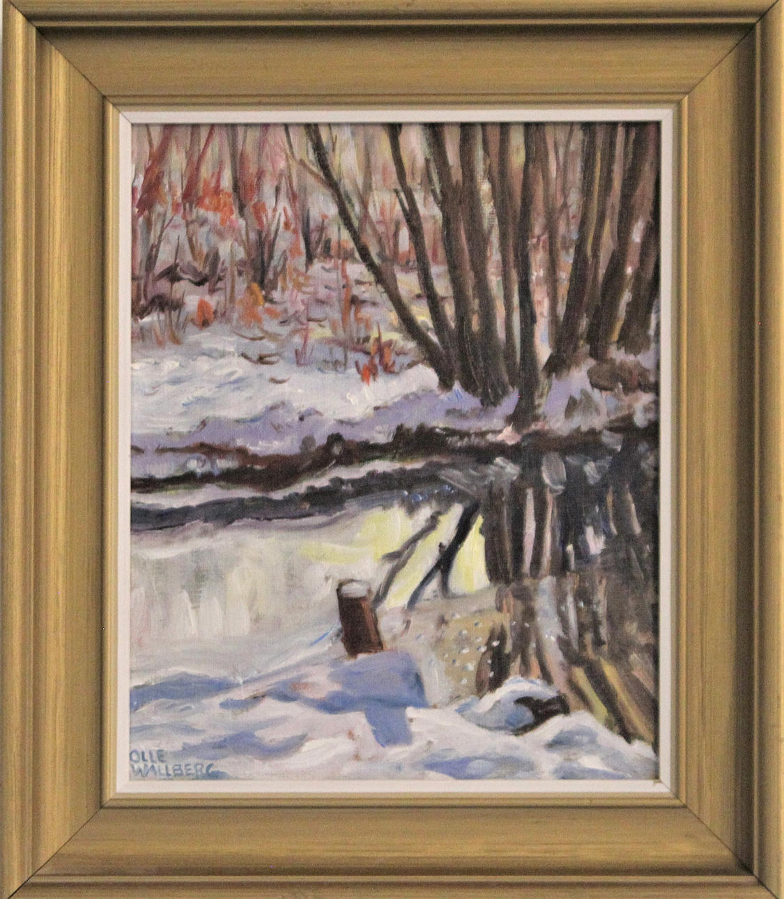 OLLE WALLBERG. OIL ON CANVAS "Winter Tabergsån" signed.