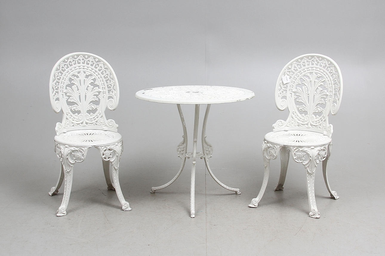 CAFÈMÖBEL, 3 delar, lättmetall, 1900-talets senare del.