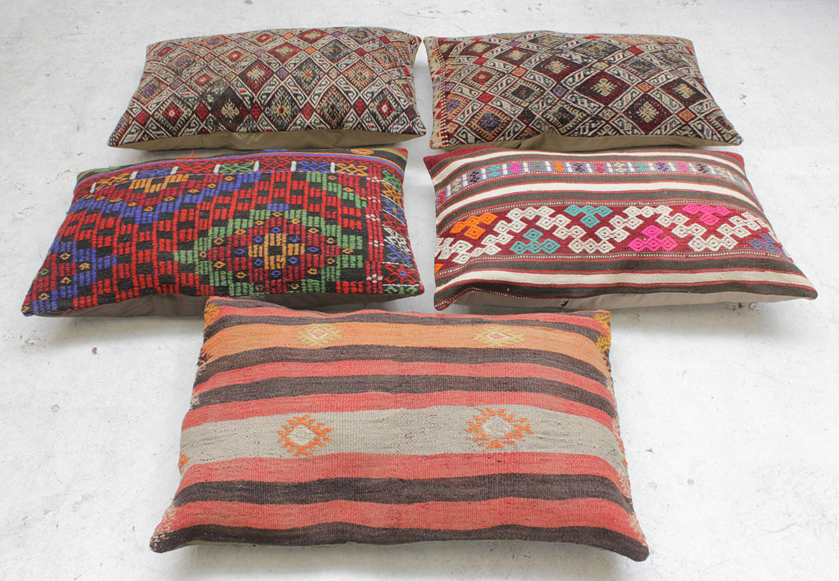 KUDDARFODRAL, 6 st, Orientaliska, Anatoliska kelimer, ca 90 x 60 cm.