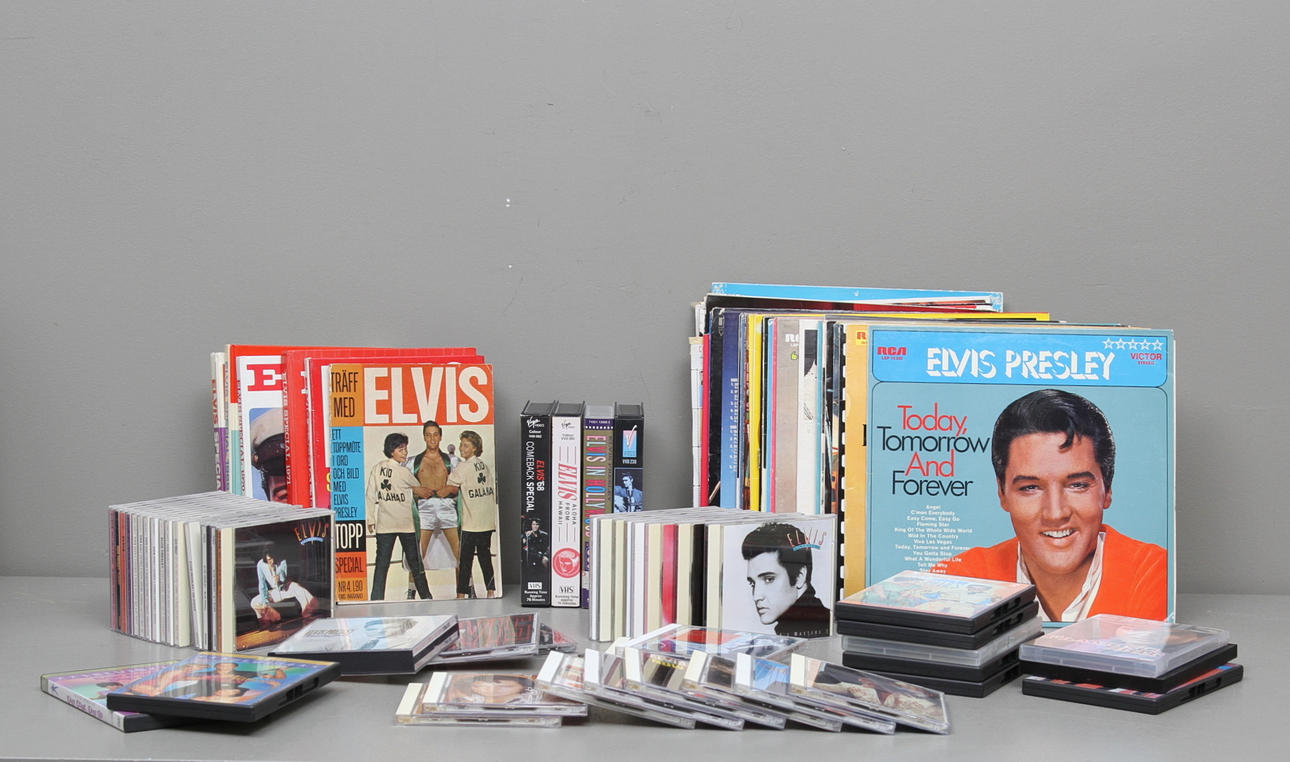 DVD-FILMER, SKIVOMSLAG, CD-skivor och LP-SKIVOR mm, Elvis.