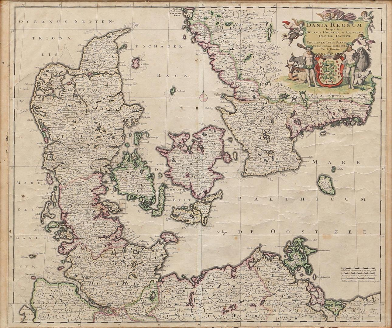 MAP, Dania Regnum, I. Danckers, Holland, ca. 1700.