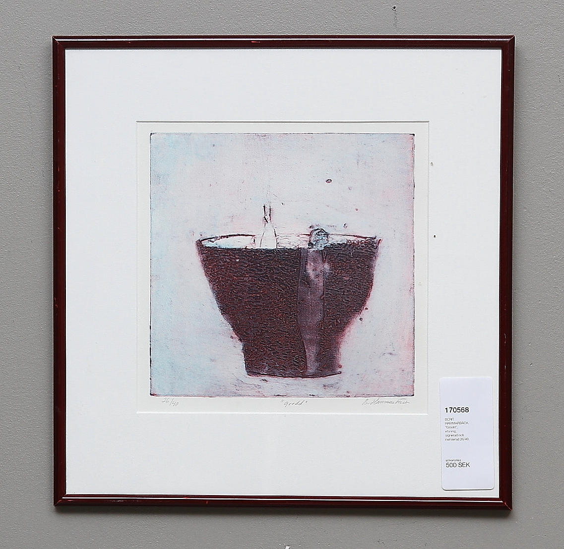 BERIT HAMMARBÄCK. "Grodd", etsning, signerad och numrerad 26/40.