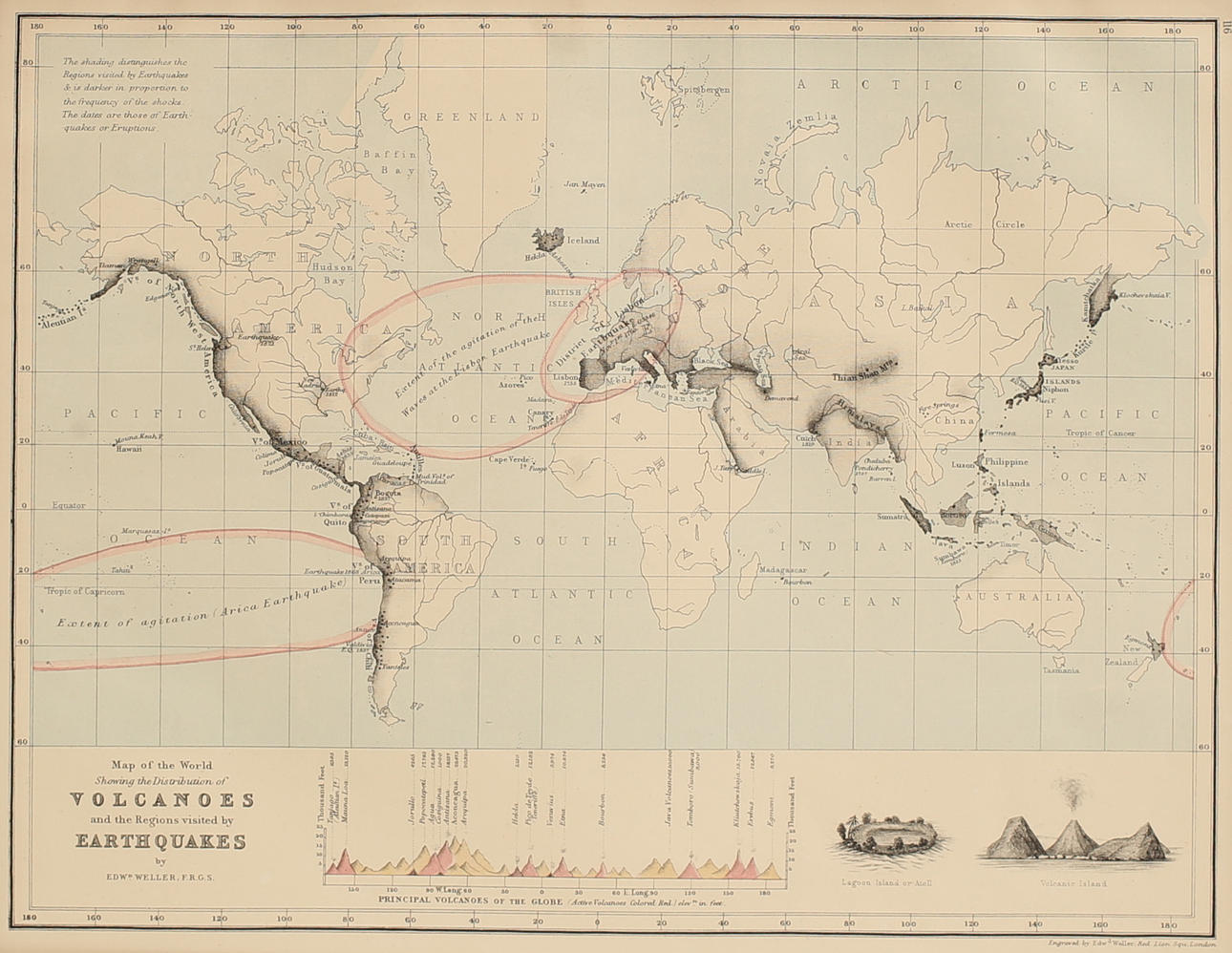 KARTA, vulkaner och jordbävningar.