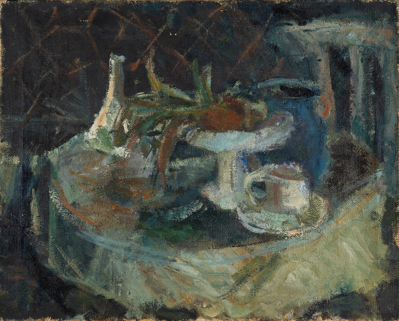 Unbekannter Künstler, Gemälde, Stillleben mit Obstschale.