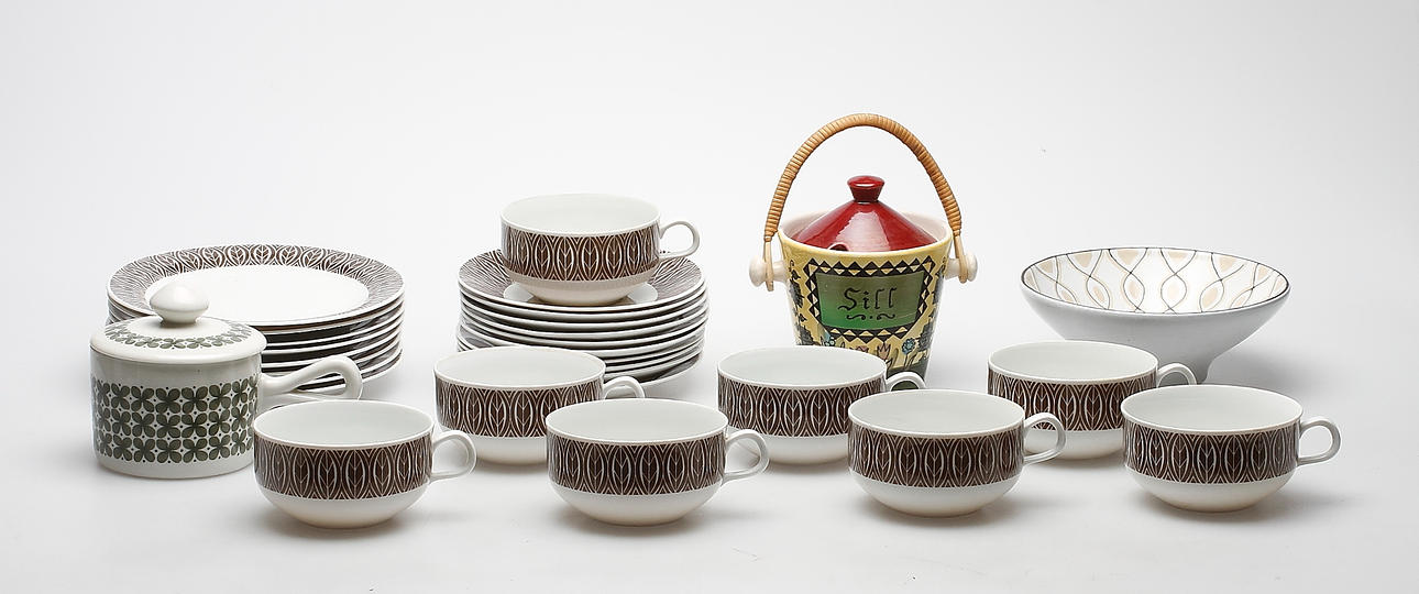 SERVISDELAR, Rörstrand och Deco Hälsingborg samt SKÅL, lergods, Mari Simmulson, Upsala Ekeby.