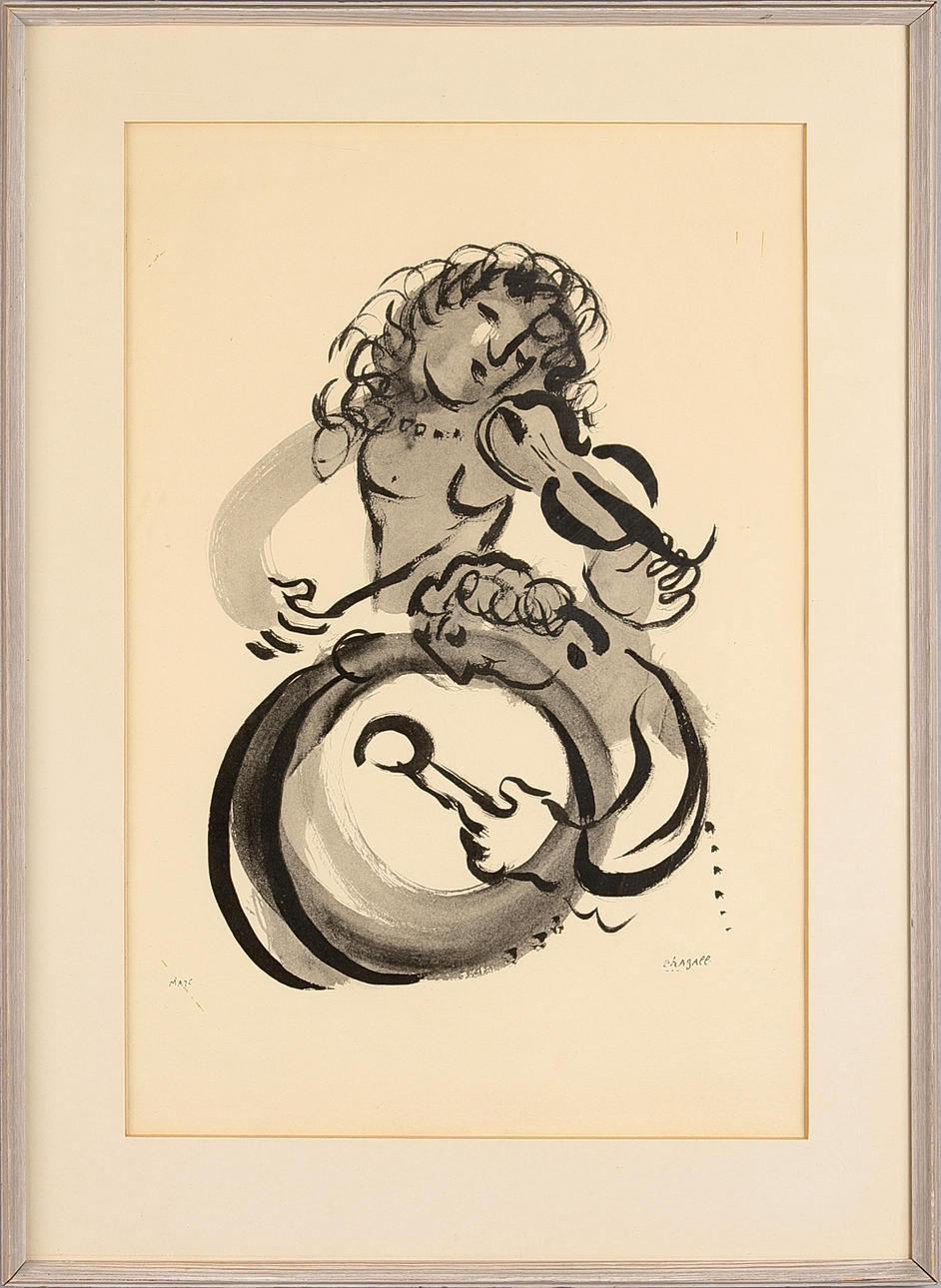 MARC CHAGALL. EFTER. trykt signatur, litografi.