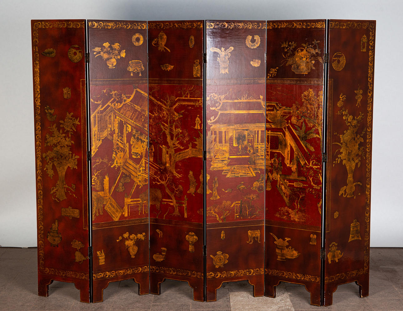 Skærm / rumdeler, træ, lak, Asien.