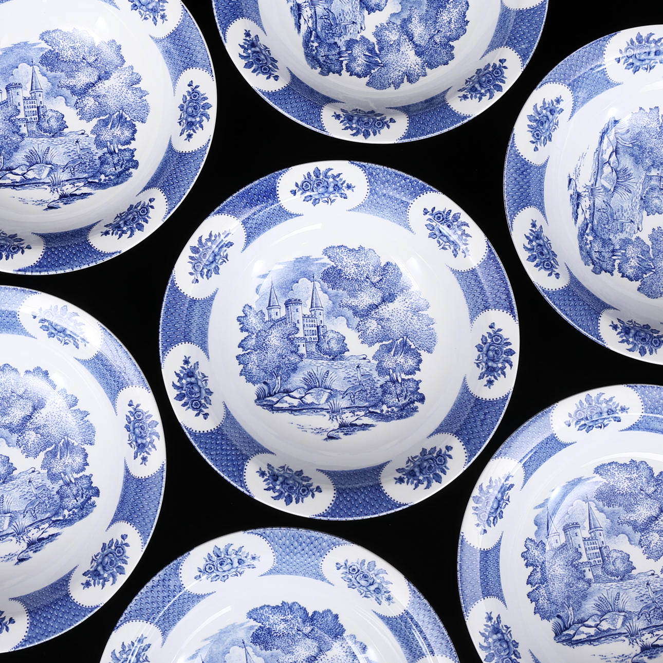 SERVICEDELE, 12 stk, porcelæn, "Rosenborg", Rörstrand.