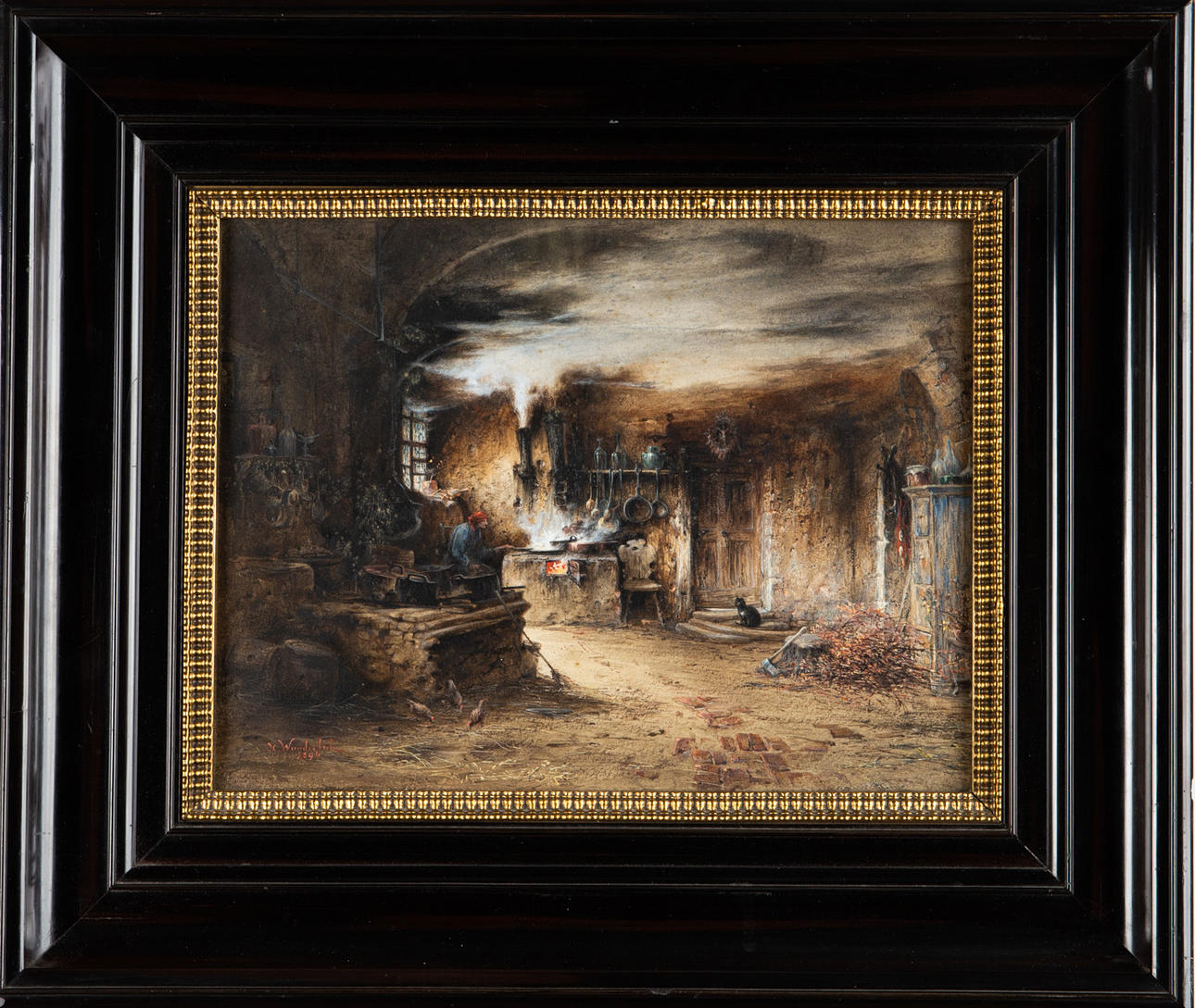 HERMANN MORITZ WUNDERLICH. Hermann Moritz Wunderlich, drawing, genre scene, 1896.