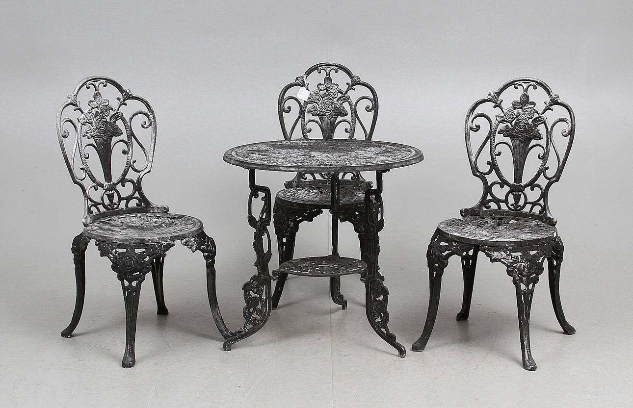 CAFÈMÖBEL, 4 delar, lättmetall, 19/2000-tal.