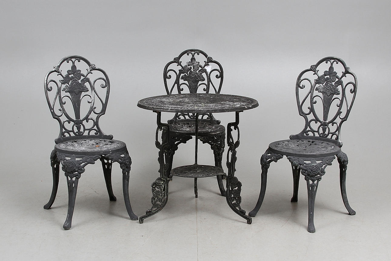 CAFÈMÖBEL, 4 delar, lättmetall, 19/2000-tal.