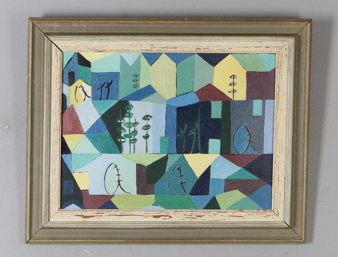 LEIDA RIVES-ELFVÉN. Komposition, olja på pannå, signerad.