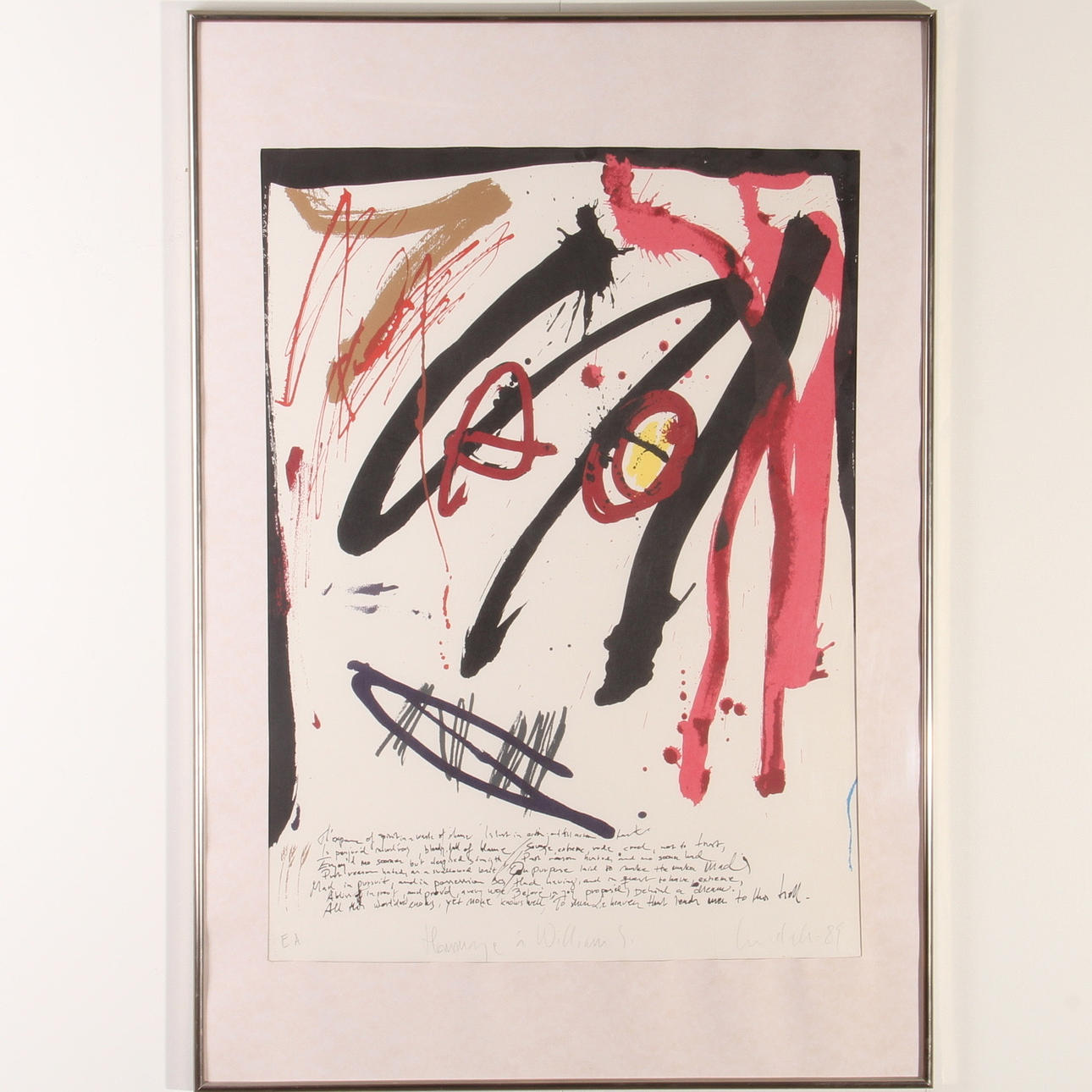 ULF LUNDELL. Blandteknik, "Hommage á William S, signerad, 1989.