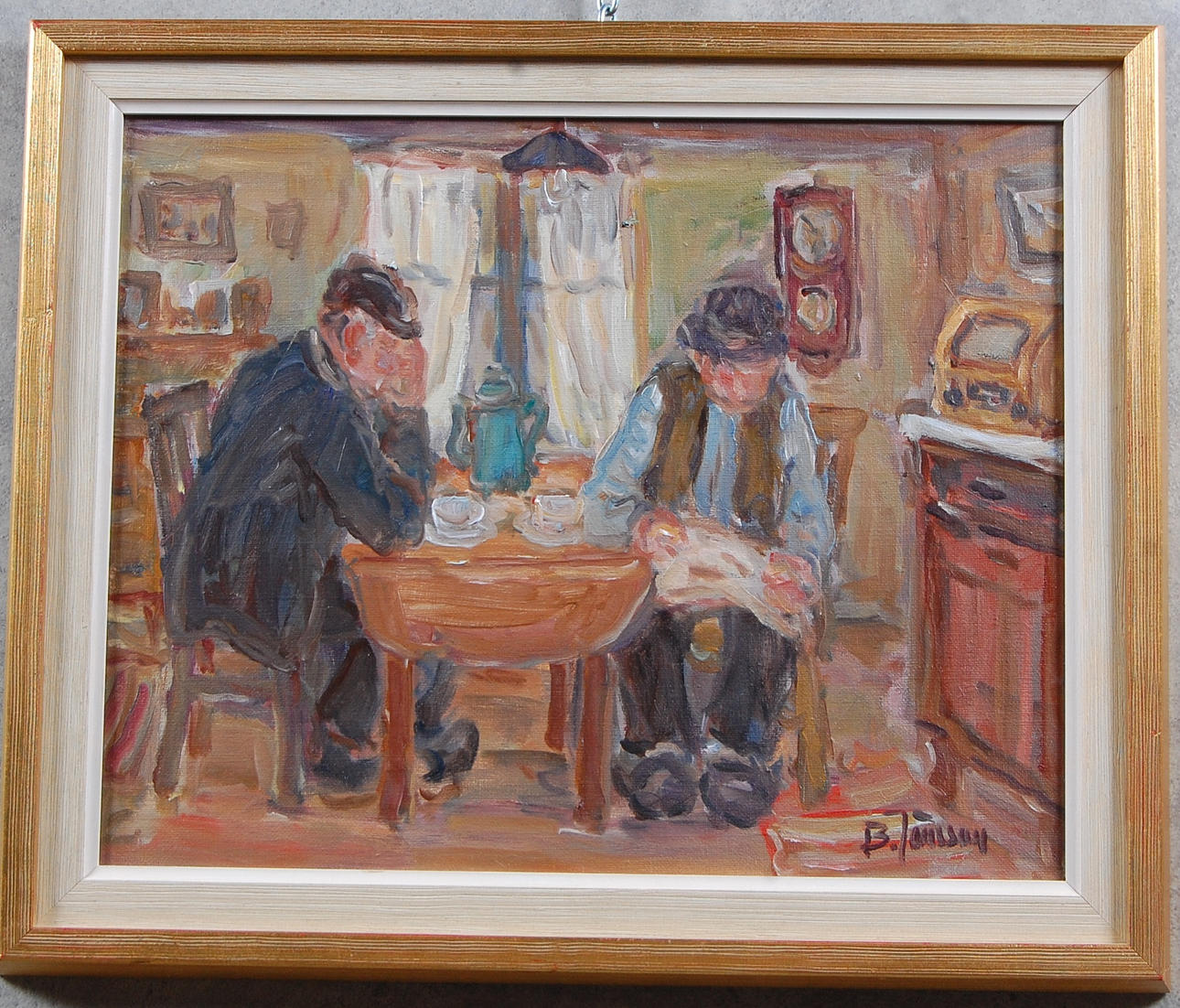 BROR JÖNSSON. 1931-, olja på duk, interiör, signerad.