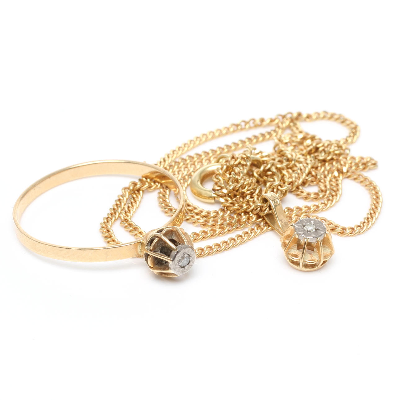 GARNITYR 2 delar, 18k guld med diamanter, GFAB, 1900/2000-tal.