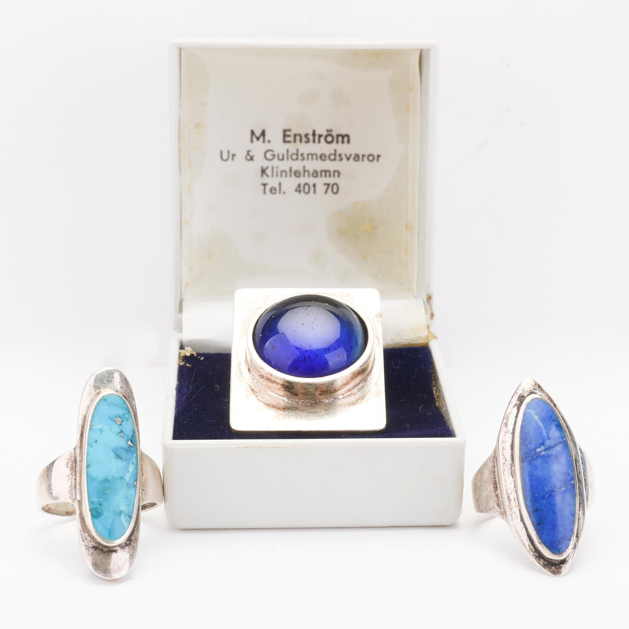 RINGAR, 3 st,silver, bl,a Wiggers Denmark.