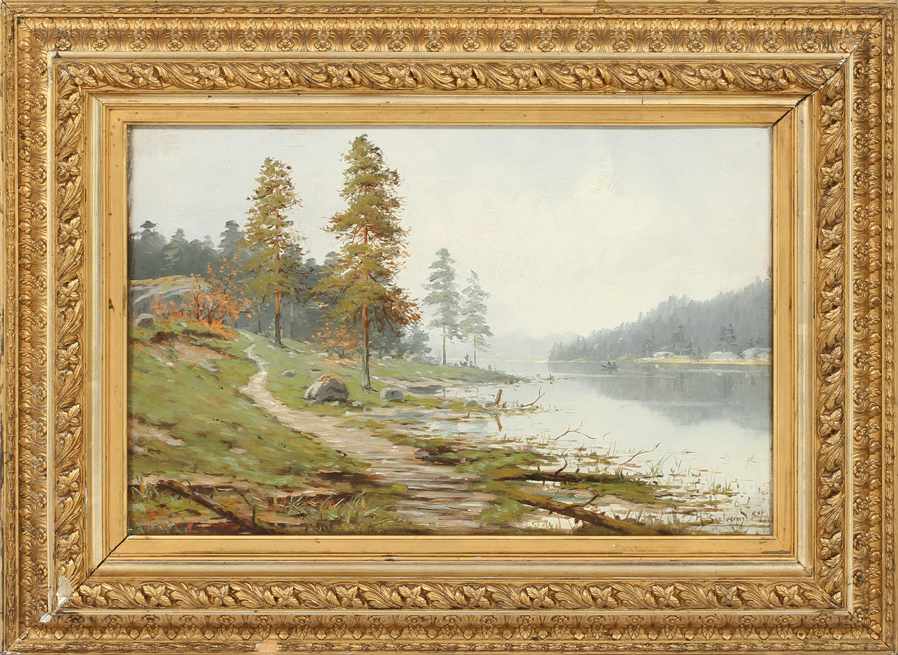 HARALD BERTRAND. Sjölandskap, olja på duk, signerad H Bertrand-84.