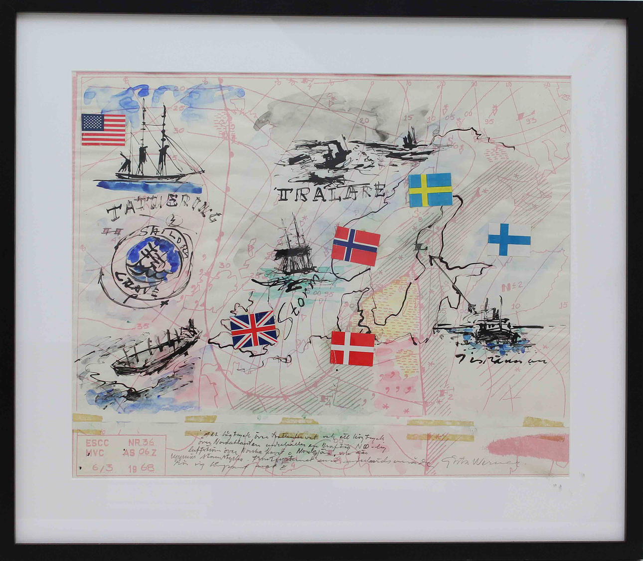 GÖSTA WERNER. Komposition. Akvarell. Signerad.